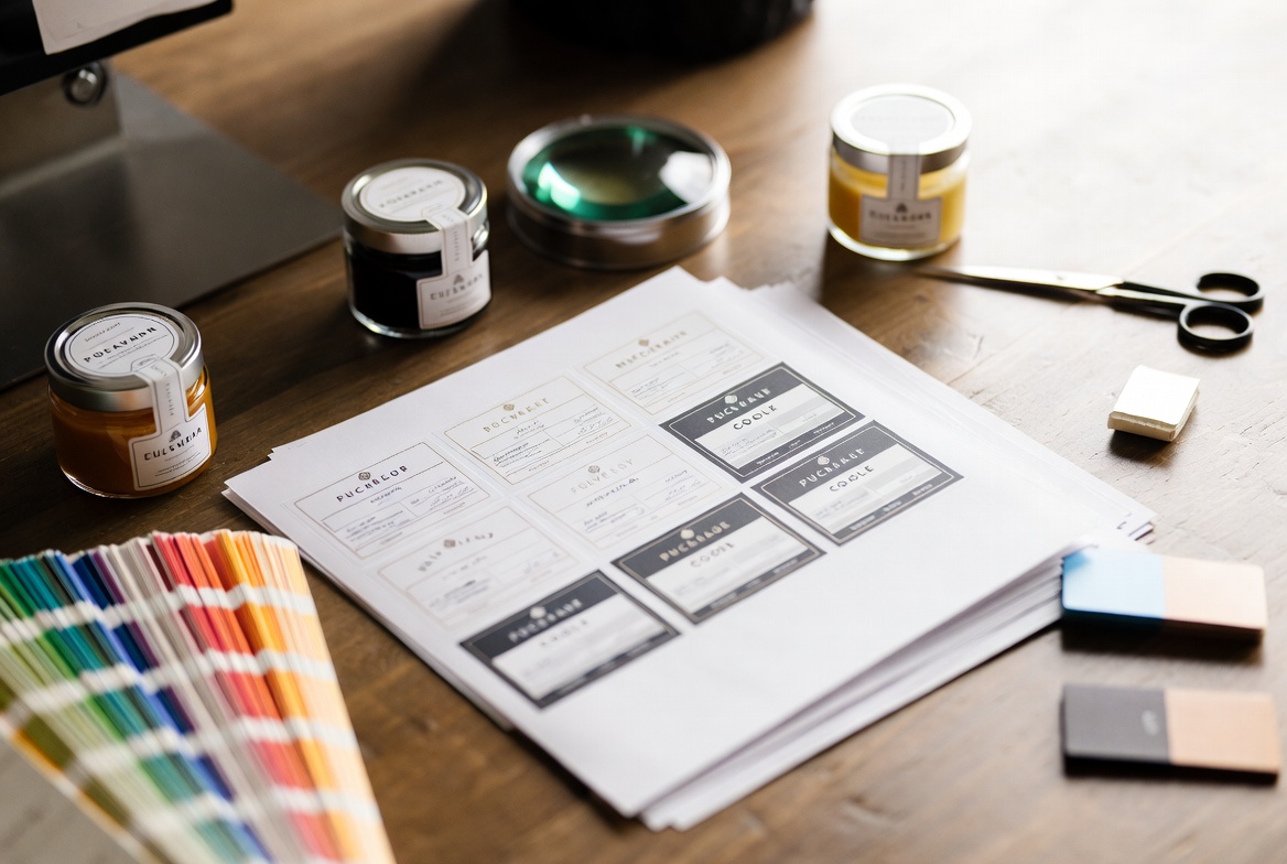 Premium bottles arranged with detailed printed product labels